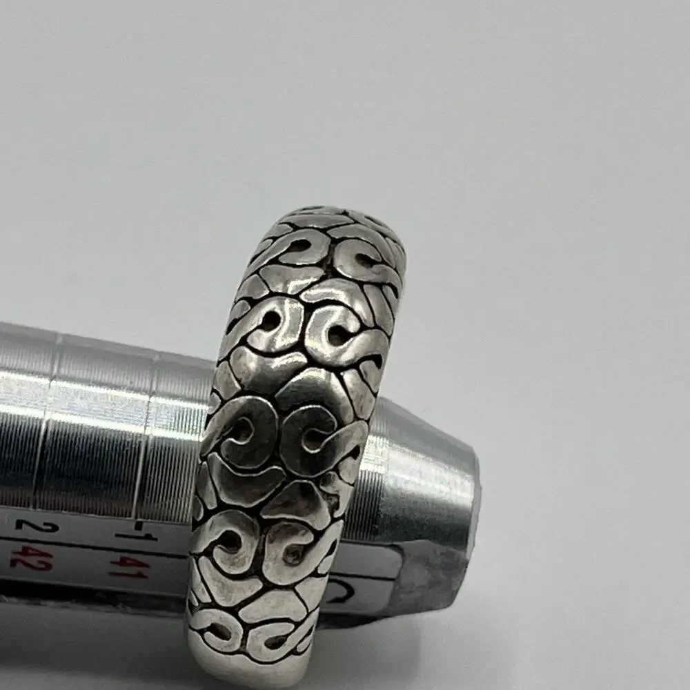 Korean hanbok Karakusa patterns Ornate Foliate Sterling Silver Ring 925 Sz 7.5